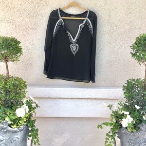 Mesmerize Silver Sequin Beaded Shear Loose Top!